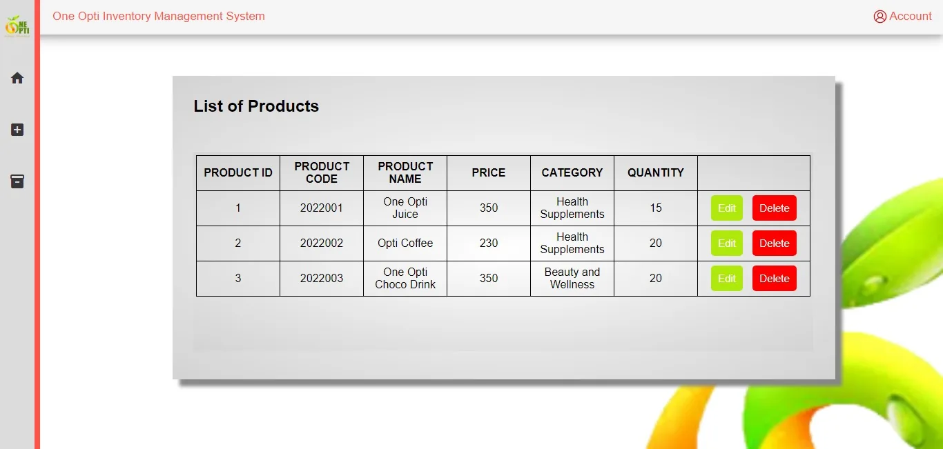 One Opti Inventory Management System